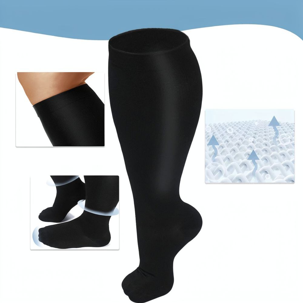 Compression Sleeve Calf - プラスサイズ向け、フィットネス、ランニング、ハイキングに最適な、長めの丈でふくらはぎをサポートする、通気性の良いナイロン素材のコンプレッションソックス。