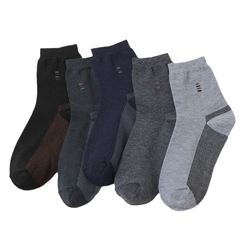 Dress Sock Men - メンズクルーソックス5足組 – アソートカラー、通気性と吸湿性に優れています。ビジネスや仕事に適したオールシーズン対応の定番ドレスソックス。