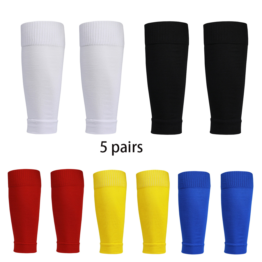 Compression Sleeve Calf - 5 ペアメンズレッグバスケットボールサッカースポーツソックス大人のすねガード競技プロの保護靴下女性ジムレッグソックス