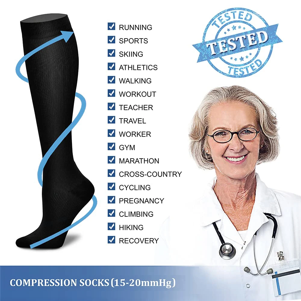 1組の男女兼用コンプレッションソックス。15～20mmHgの - Compression Sock Medical のレビューと価格