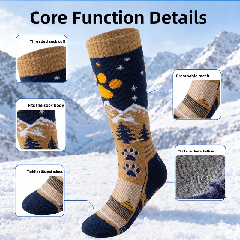 子供用スキーソックス、秋冬用厚手の長めの綿素材ソックス、男の - Thermal Sock Winter のレビューと価格