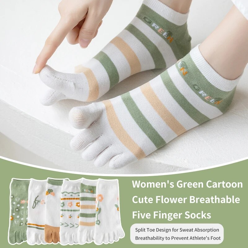 3 足の女性の春と夏のシーズンキュートで甘いファッショナブル - Toe Sock Split のレビューと価格