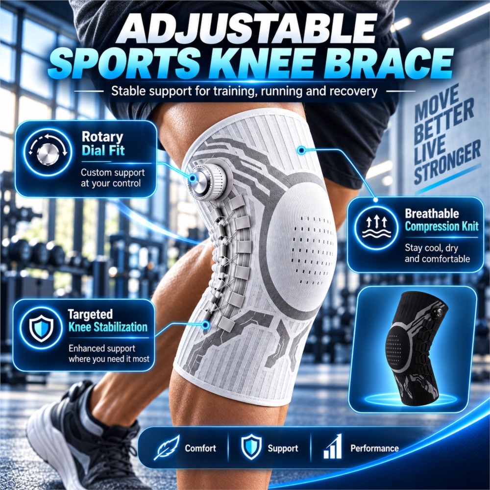 調整可能なスマートノブ式膝サポーター。側方安定化、圧迫サポー - Compression Sleeve Calf のレビューと価格
