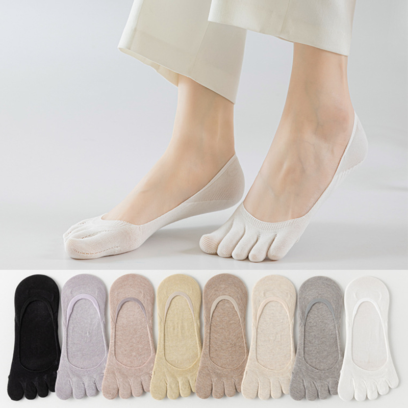 夏用女性用五本指ソックス1組、純綿キャンディーカラー、薄手で - Toe Sock Split のレビューと価格