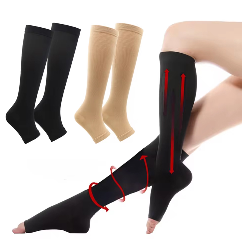 段階的圧迫力を持つ、つま先が開いた膝丈の伸縮性のある医療用カ - Compression Sleeve Calf のレビューと価格