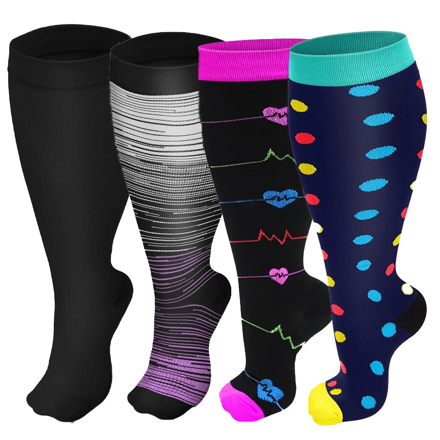 プラスサイズ着圧ソックス 男女兼用 特大幅広ふくらはぎ用 ニ - Compression Sleeve Calf のレビューと価格
