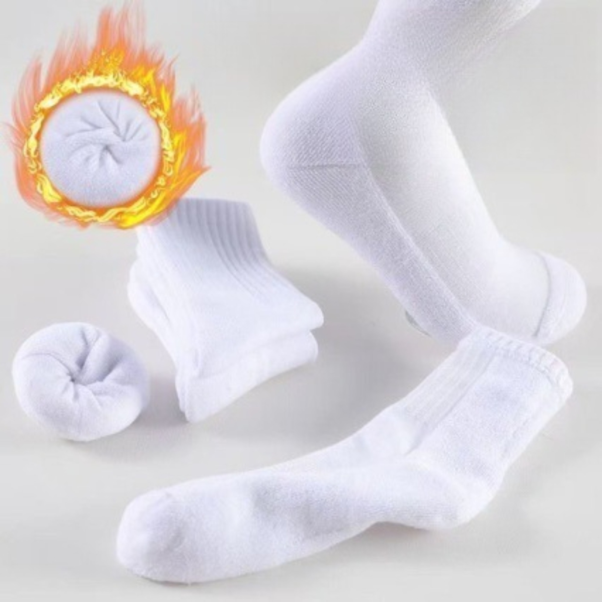 1/3 ペア男性綿クルーソックス秋冬極厚テリー裏地サーマルソ - Thermal Sock Winter のレビューと価格
